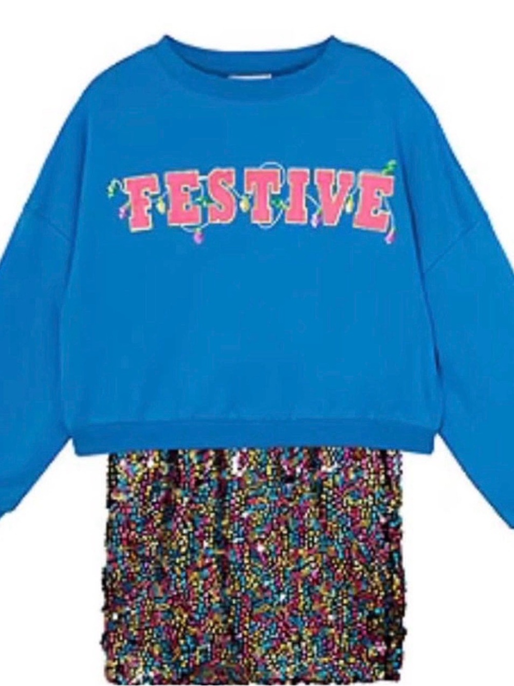 Girls Rare Editions Festive 2 Piece Sleeveless Or With Sweater Blue Dress Size M